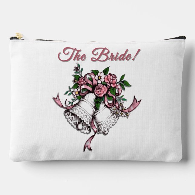 Pochette À Accessoires Cloches de mariage roses La mariée (Recto)