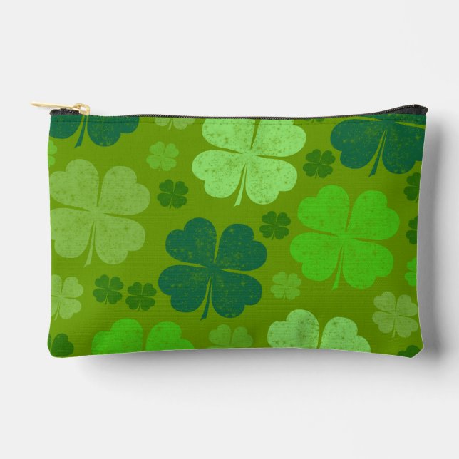 Pochette À Accessoires Clovers verts, Lucky Clovers, Saint Patrick's Day (Recto)