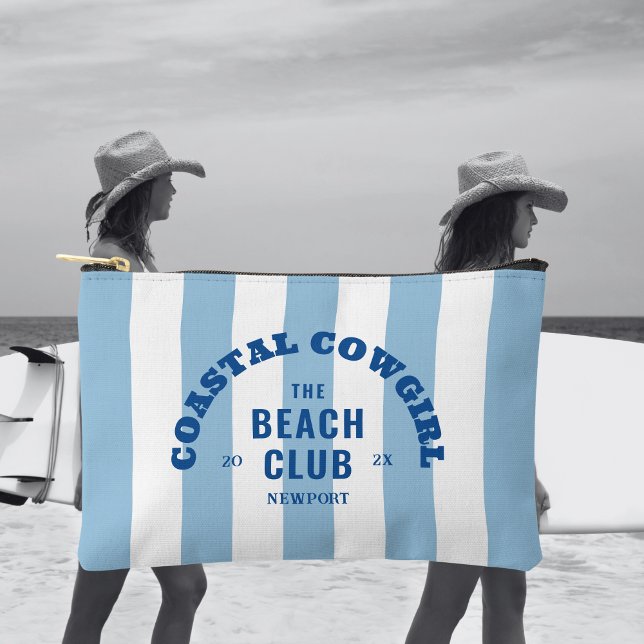 Pochette À Accessoires Coastal Cowgirl The Beach Club Blue Cabana Stripe (Créateur téléchargé)