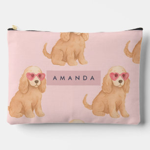 Pochette À Accessoires Cocker Spaniel Personnalisé avec des Lunettes