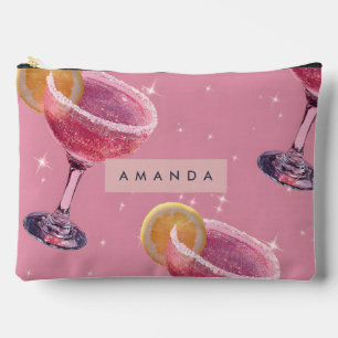 Pochette À Accessoires Cocktail Rose Glamour Étincelle Personnalisé