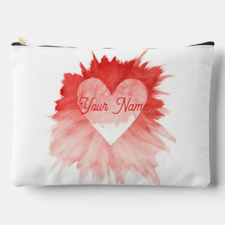 Pochette À Accessoires Cœur artistique aquarelle rouge nom personnalisé