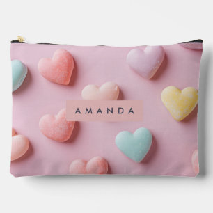 Pochette À Accessoires Cœur de bonbon pastel doux personnalisé