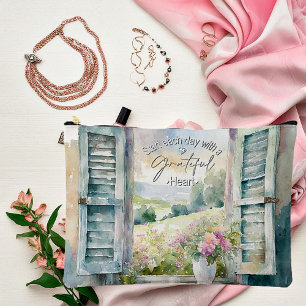 Pochette À Accessoires Cœur reconnaissant aquarelle florale fenêtre