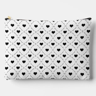 Pochette À Accessoires Cœurs Noirs Grille Géométrique Minimaliste Coquett