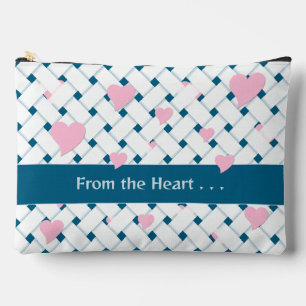 Pochette À Accessoires Coeurs roses Personnalisés Élégants, Ocean Blue We
