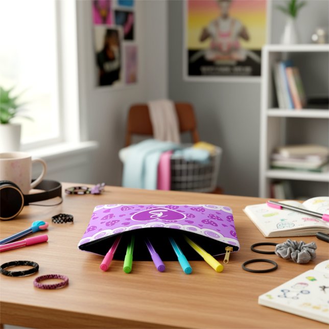 Pochette À Accessoires Coeurs Violets À La Mode Avec Points Et Fils (Personal cute and oh so purple. This cosmetic bag can have so many uses like storing all those pens)