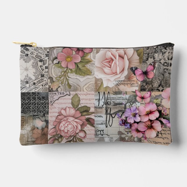 Pochette À Accessoires Collage Abstrait rose Elegant Girly (Recto)