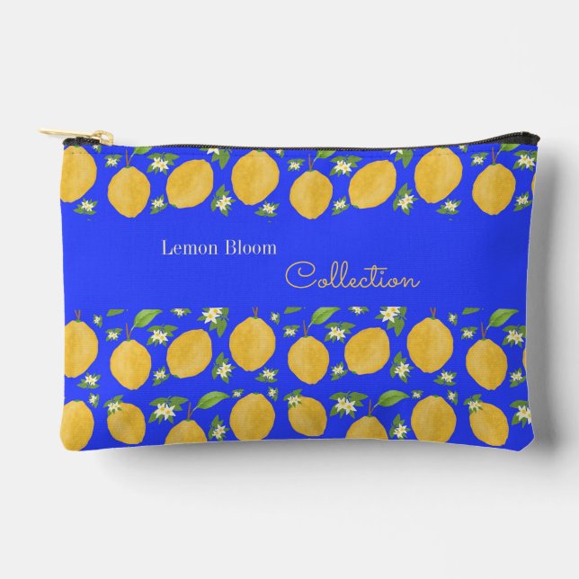 Pochette À Accessoires Collection Lemon Bloom à motif bleu (Recto)