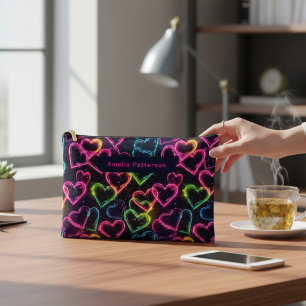 Pochette À Accessoires Coloré Moderne Fille Néon Amour Coeur Personnalisé