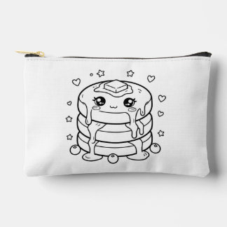 Pochette À Accessoires Coloriage d'une pile de pancakes kawaii