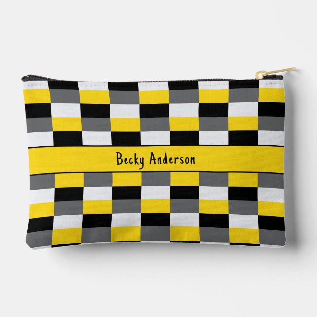 Pochette À Accessoires Combinaison de couleurs jaune, noir et gris (Verso)