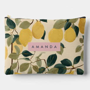 Pochette À Accessoires Conception botanique personnalisée au citron frais