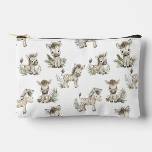 Pochette À Accessoires Conception de bébé zèbre à l'aquarelle mignonne   