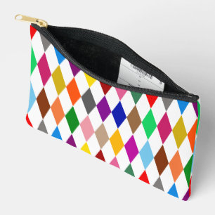 Pochette À Accessoires Conception de diamants arlequin colorés blanc