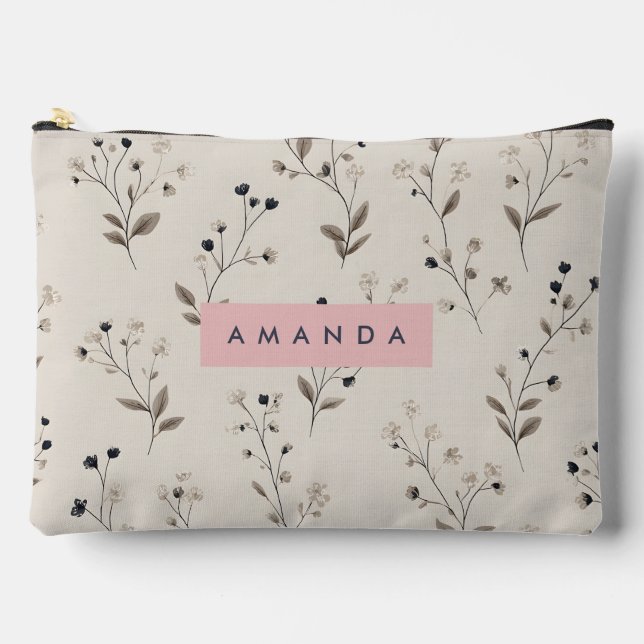 Pochette À Accessoires Conception de fleurs neutres sophistiquées (Recto)