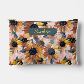 Pochette À Accessoires Conception de l'aquarelle de tournesol