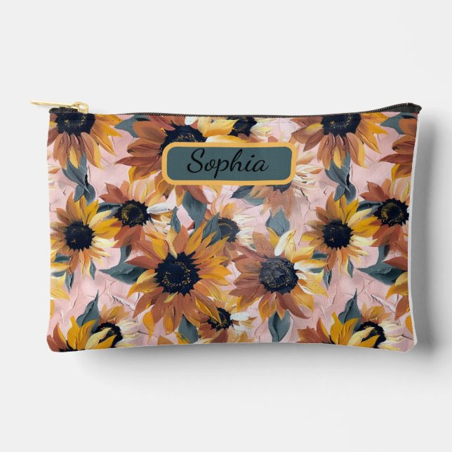 Pochette À Accessoires Conception de l'aquarelle de tournesol (Recto)