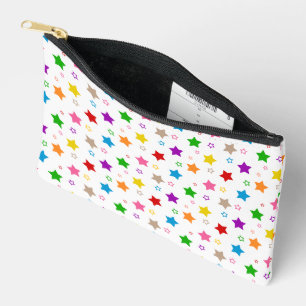 Pochette À Accessoires Conception de motif d'étoiles colorées blanc