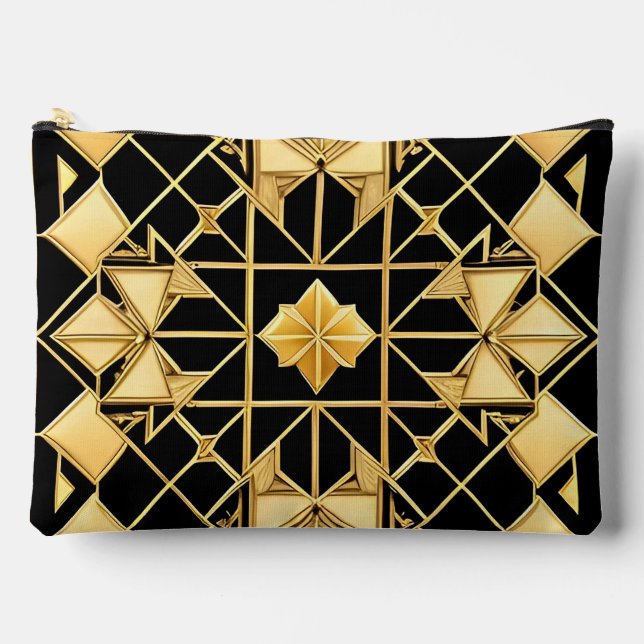 Pochette À Accessoires Conception de motif géométrique doré élégant (Recto)