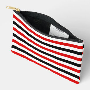 Pochette À Accessoires Conception de rayures rouges noires et blanches