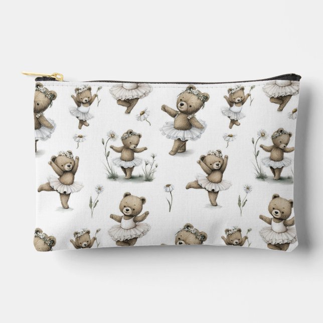 Pochette À Accessoires Conception d'ours ballerine à l'aquarelle mignonne (Recto)