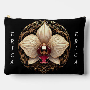 Pochette À Accessoires Conception élégante d'orchidée dorée