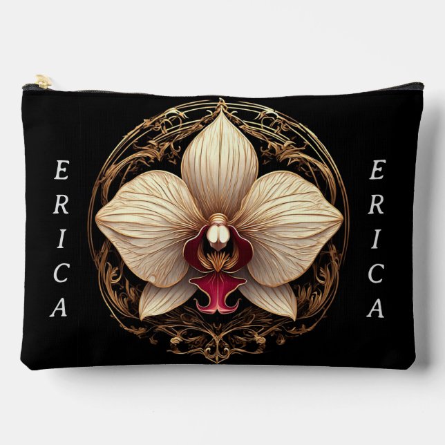 Pochette À Accessoires Conception élégante d'orchidée dorée (Recto)