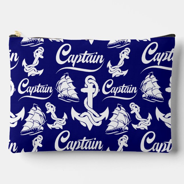 Pochette À Accessoires Conception nautique d'ancre de voilier capitaine (Recto)
