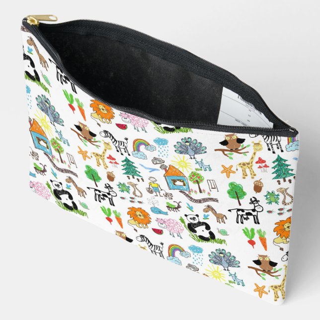Pochette À Accessoires Conception personnalisée simple Dessins d'enfants (Ouvrir)