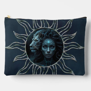Pochette À Accessoires Connexion mystique, femme mystique et lion.
