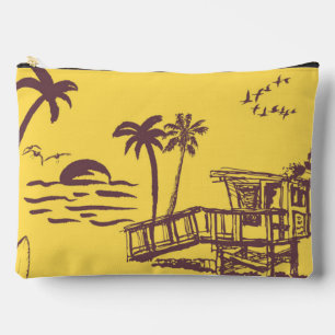 Pochette À Accessoires Cool Vintage Jaune Tropical Beach Croquis