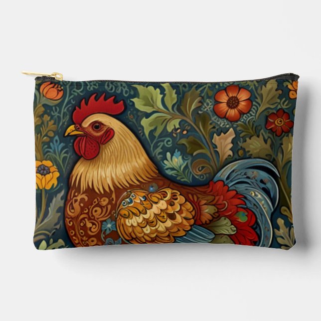 Pochette À Accessoires Coq rétro chic poulet de campagne (Recto)