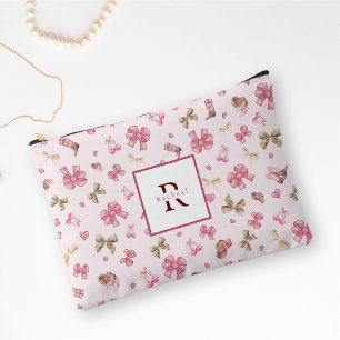 Pochette À Accessoires Coquette fille rose Motif Monogramme Nom
