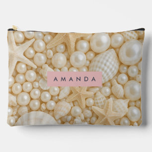 Pochette À Accessoires Coquillage et Perle Élégants Personnalisés