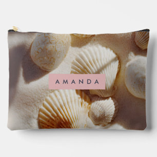 Pochette À Accessoires Coquillages de mer côtiers pastel personnalisés su