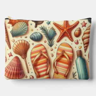 POCHETTE À ACCESSOIRES COQUILLAGES D'ÉTÉ ET TONG
