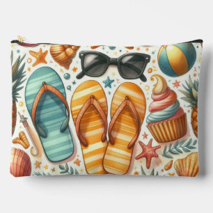 POCHETTE À ACCESSOIRES COQUILLAGES D'ÉTÉ TONG ET CRÈME GLACÉE