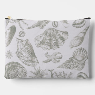 Pochette À Accessoires Coquilles de mer gris sauge doux croquis Antique N