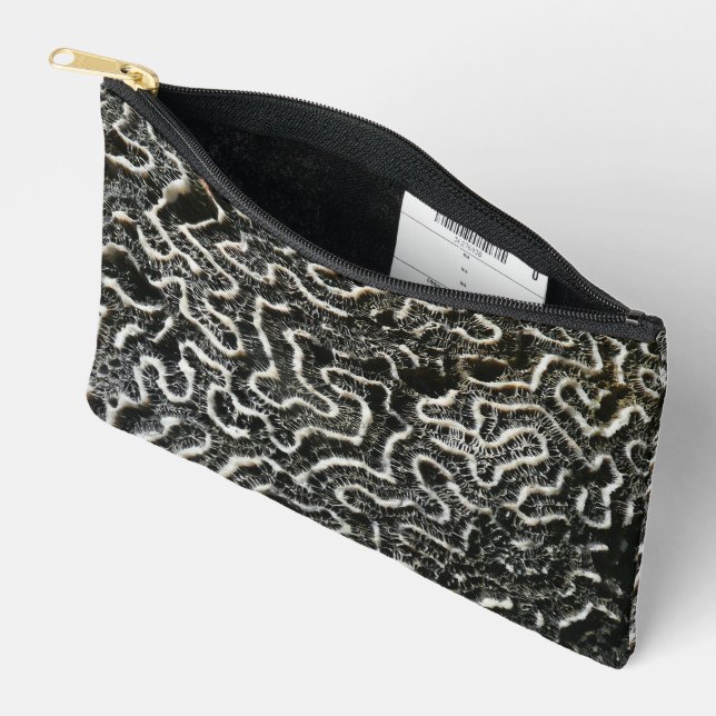 Pochette À Accessoires Corail noir et blanc II Abstrait Nature Photo (Ouvrir)