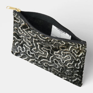 Pochette À Accessoires Corail noir et blanc II Photo de nature abstraite