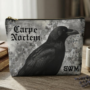 Pochette À Accessoires Corbeau gothique en obsidienne lunatique