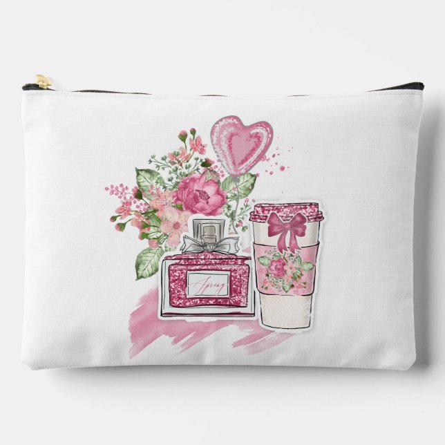 Pochette À Accessoires Cosmétique Ado en rose et blanc (Recto)