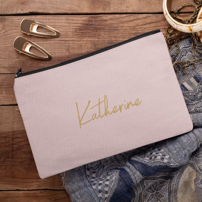 Pochette À Accessoires Cosmétique rose et or moderne (Créateur téléchargé)