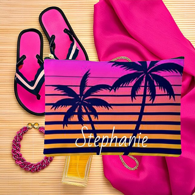 Pochette À Accessoires Coucher de soleil rétro Personnalisé (Créateur téléchargé)