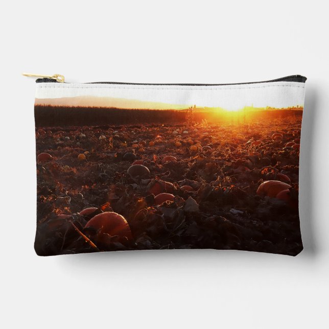 Pochette À Accessoires Coucher de soleil sur le champ de citrouilles B (Recto)