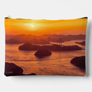 Pochette À Accessoires Coucher de soleil sur le pont Kurushima Kaikyo et