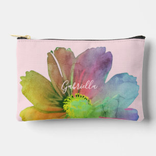 Pochette À Accessoires Couleur Pastel Rose Personnalisée Fleur Sauvage Aq