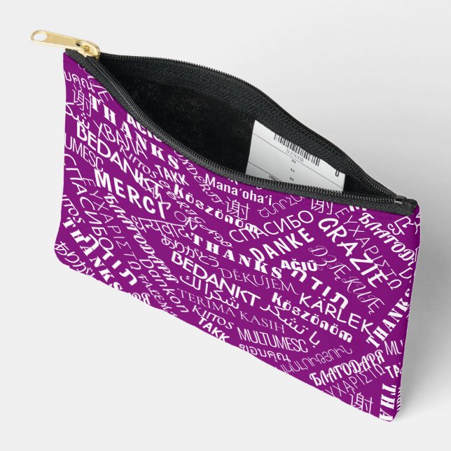 Pochette À Accessoires Couleur personnalisée du Merci multilingue (Ouvrir)