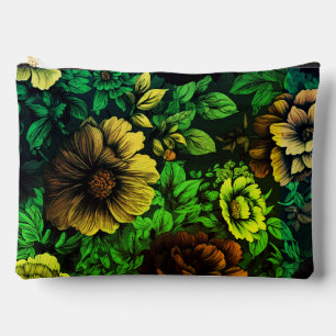 Pochette À Accessoires Couleurs uniques imprimé floral vert vintage